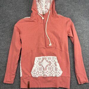 Ampersand‎ Avenue Hoodie Womens Small Pink Lace Half Zip Sweatshirt Pullover